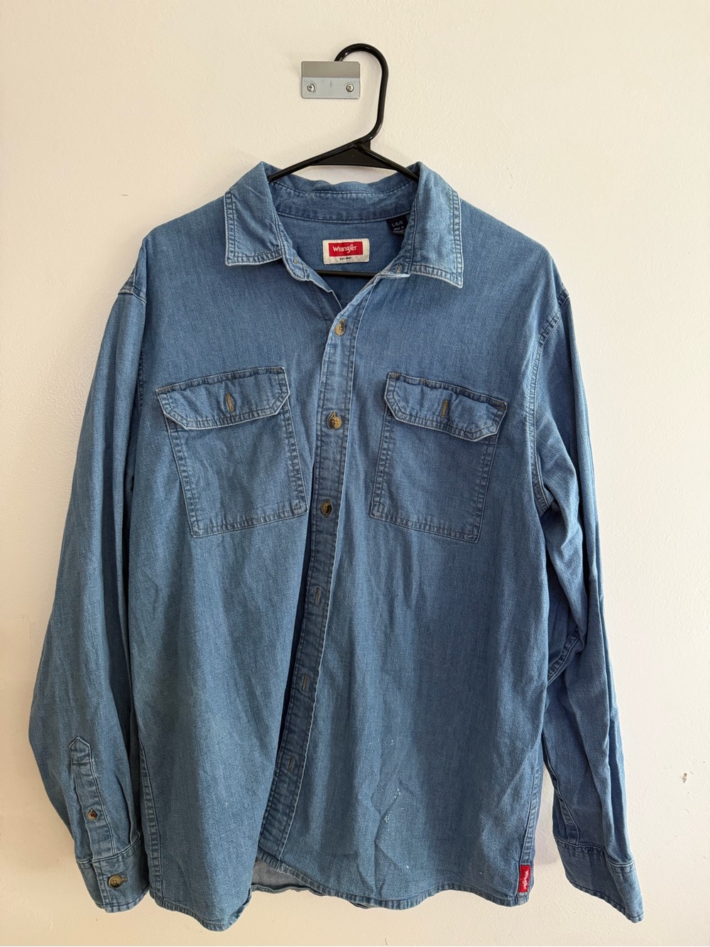 Wrangler Blue Denim Button-Up Shirt Jacket